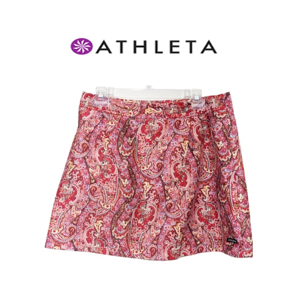 ATHLETA Athletic Wrap Tennis Skort in Coral Paisley